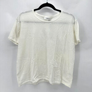 The Reset R Label Everyday Knit Tee Size M White Linen Boxy Fit Sheer Preppy NWT